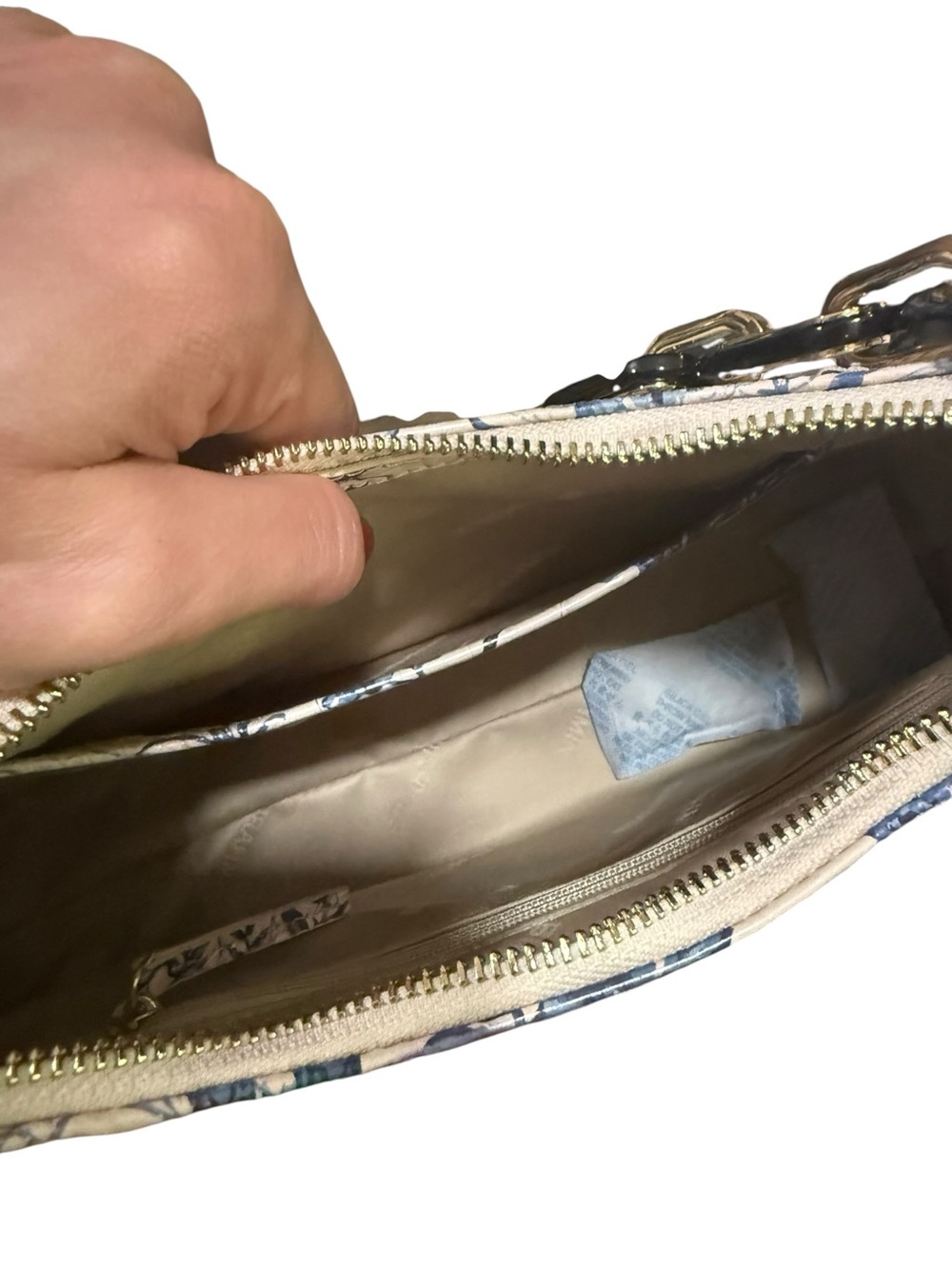 NWT Brahmin Melbourne Esme Blue Chinoiserie Leather Chain Shoulder Bag Rare - Picture 5 of 12